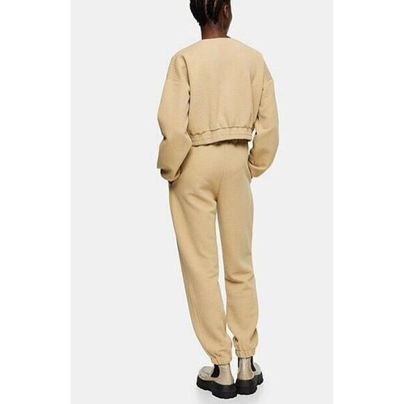 TOPSHOP NEW $58 Bubble Quilted Joggers Camel Elastic Waist Pockets US Size 12 - Picture 3 of 4